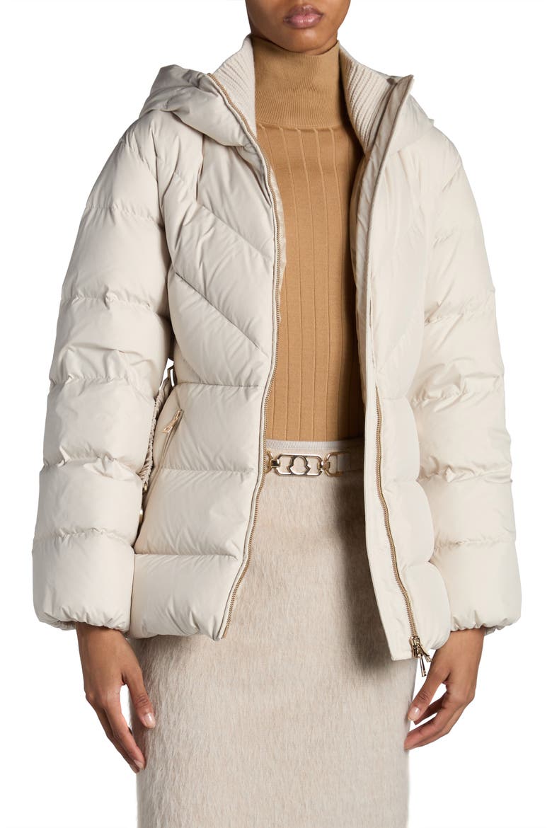 Brosse Belted Puffer Jacket, Alternate, color, WHITE