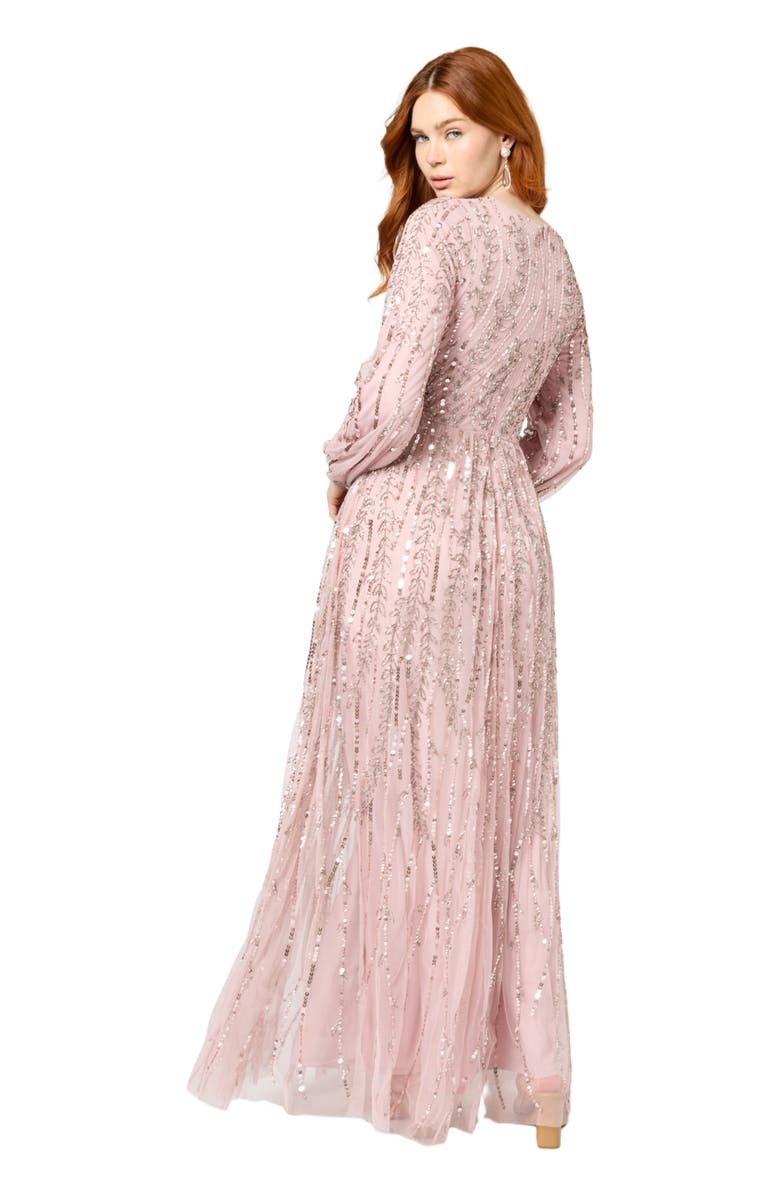 MARYISA Occasion Modest Embellished Sequin Beaded A Line Evening Maxi Dress, Alternate, color,