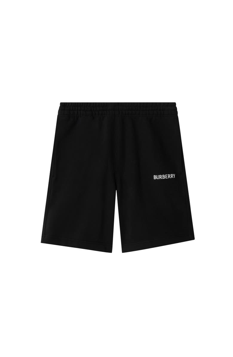 Burberry Logo Cotton Shorts, Alternate, color, Black