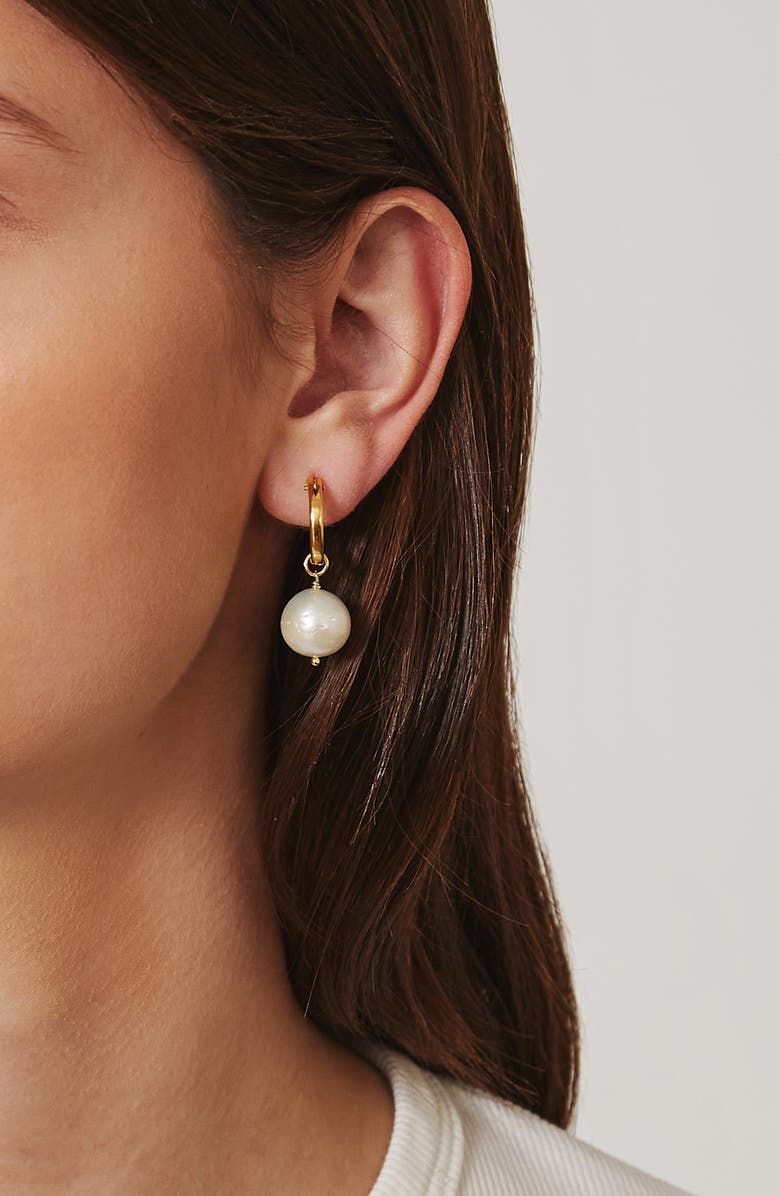 Chan Luu Baroque Freshwater Pearl Hoop Earrings, Alternate, color, White Pearl