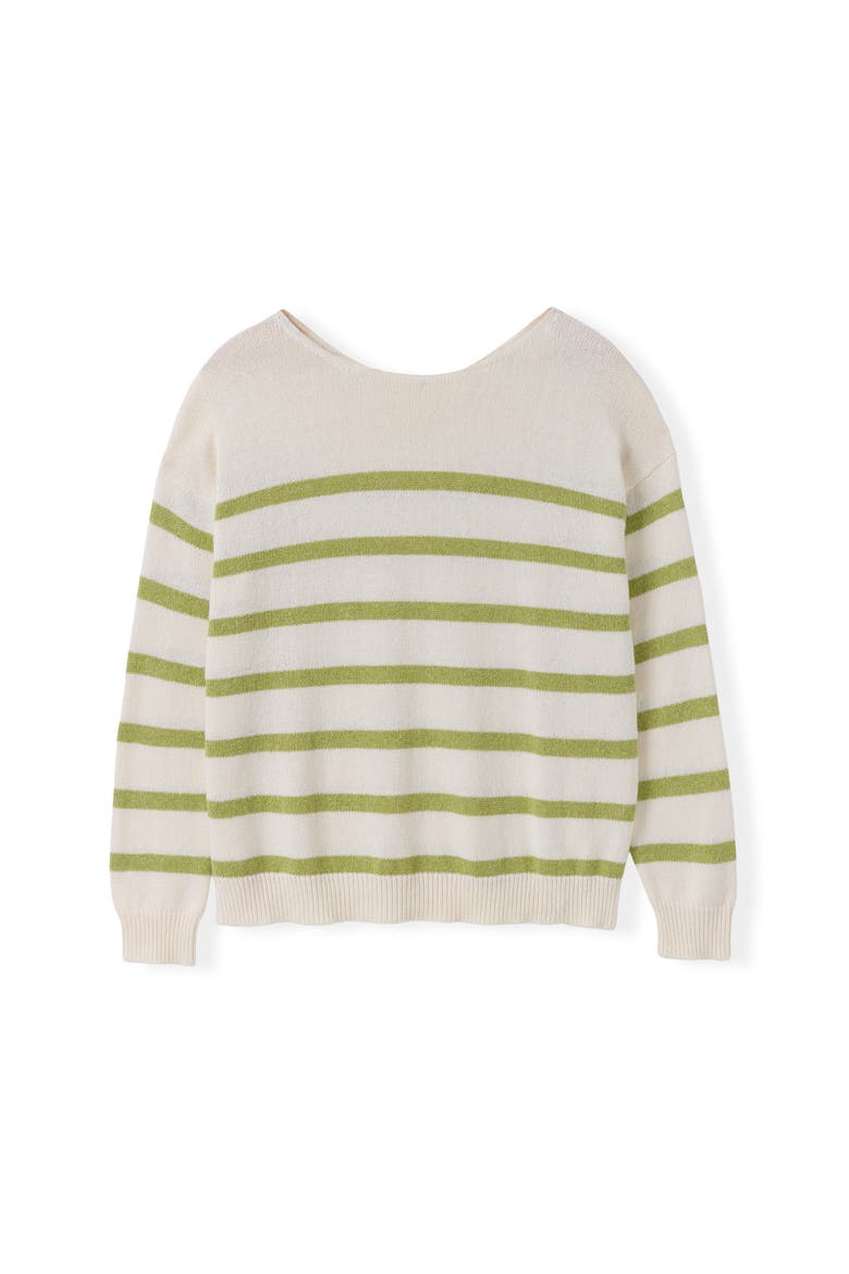 Gauzy Boat Neck Sweater, Alternate, color, Lime Stripe