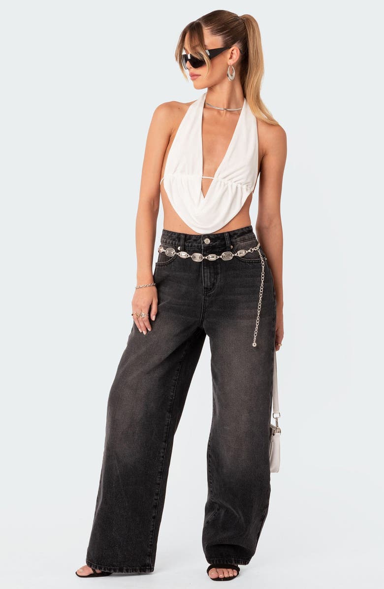 EDIKTED Open Back Crop Top, Alternate, color, White