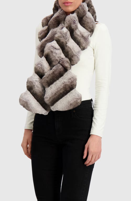 Lyla Grant Fur-free Chinchilla (faux Fur) Pull-through Scarf In Gray