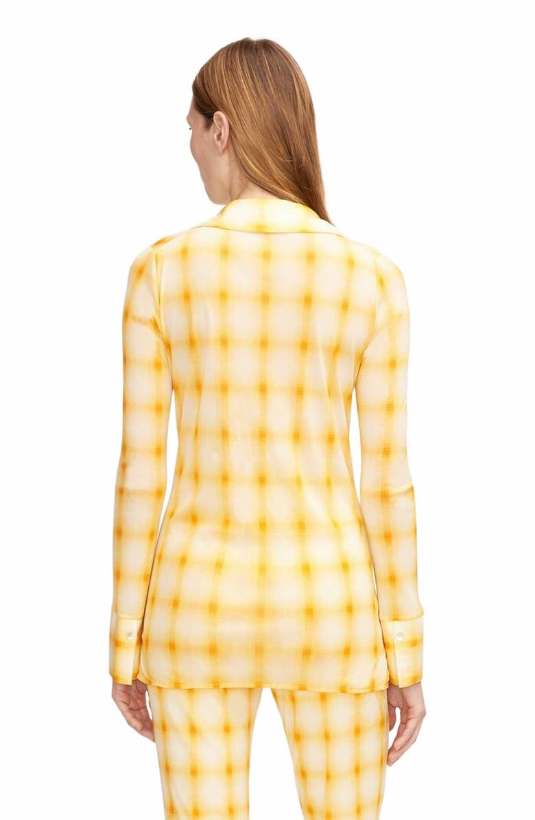 Rebecca Taylor Ombre Plaid Mesh Button Down Shirt, Alternate, color, Ombre Plaid Zinnia Combo
