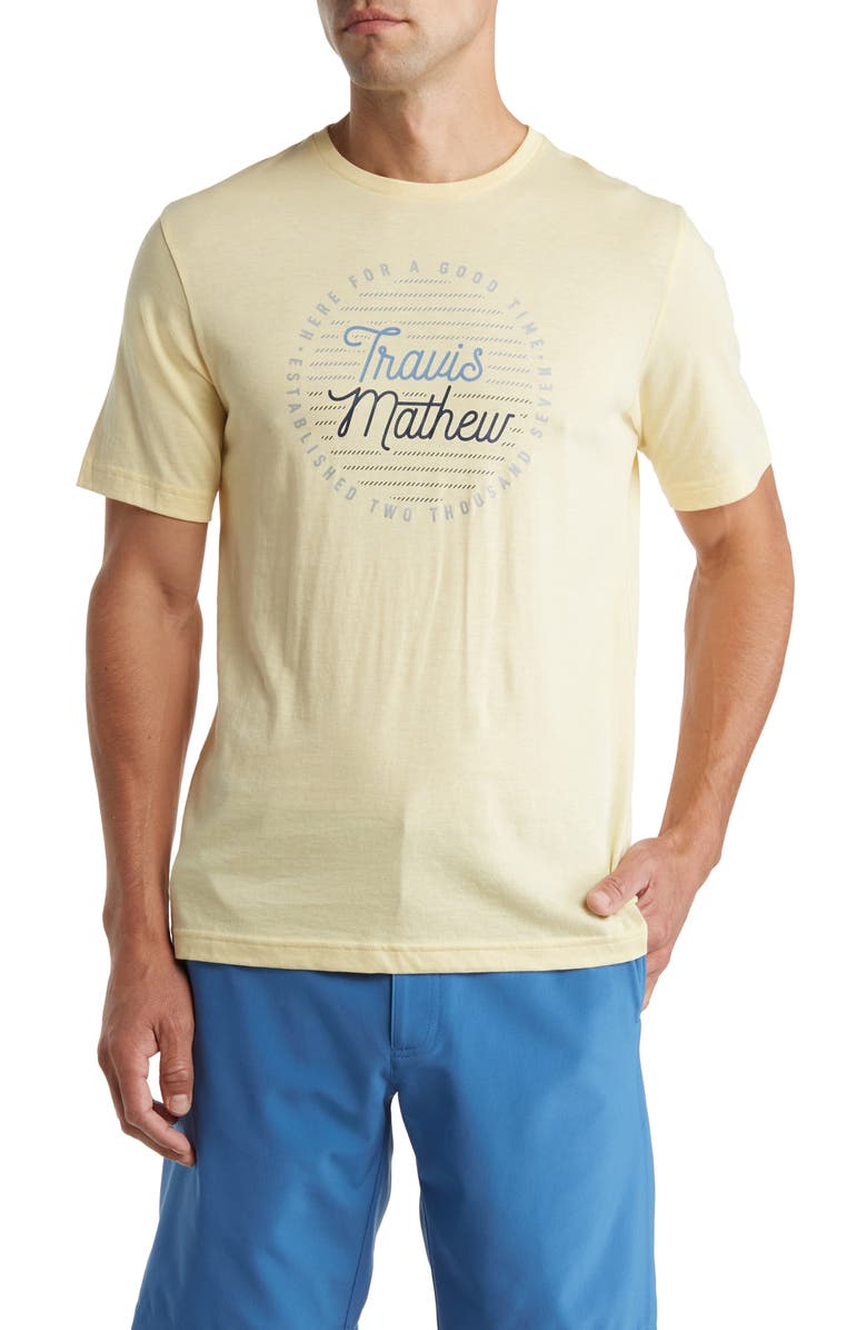 TravisMathew Cheers my Dears Cotton Graphic T-Shirt, Main, color, Heather Sunlight