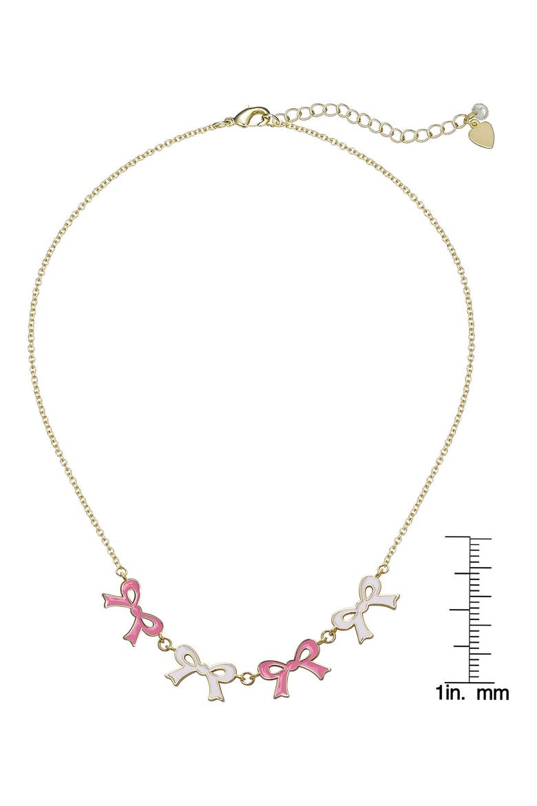Kids' Flat Bow Link Necklace, Alternate, color, PINK/ WHITE