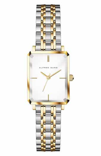 Alfred Sung Octavia Octagon Stainless Steel Bracelet Watch, 23mm x 29mm