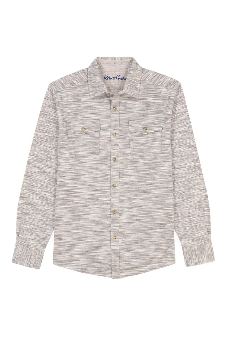 Storrs Space Dye Knit Cotton Blend Button-Up Shirt, Alternate, color, LIGHT GREY