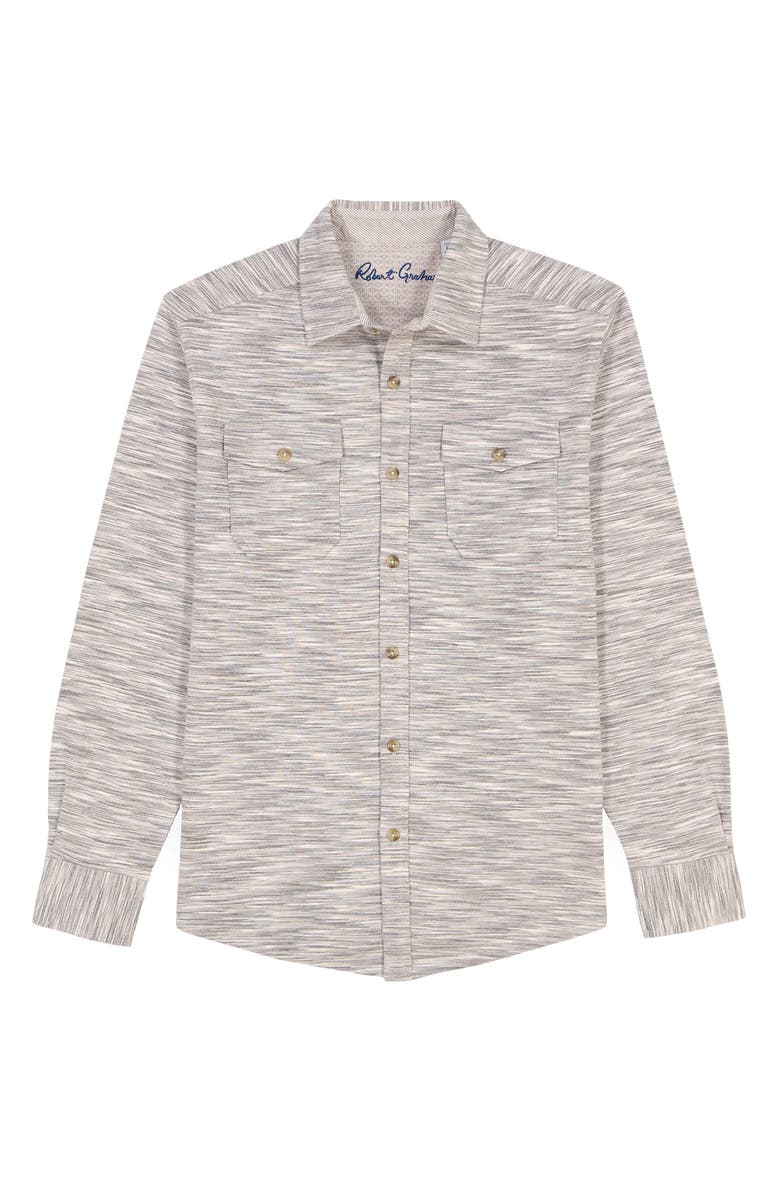 Robert Graham Storrs Space Dye Knit Cotton Blend Button-Up Shirt, Alternate, color, Light Grey