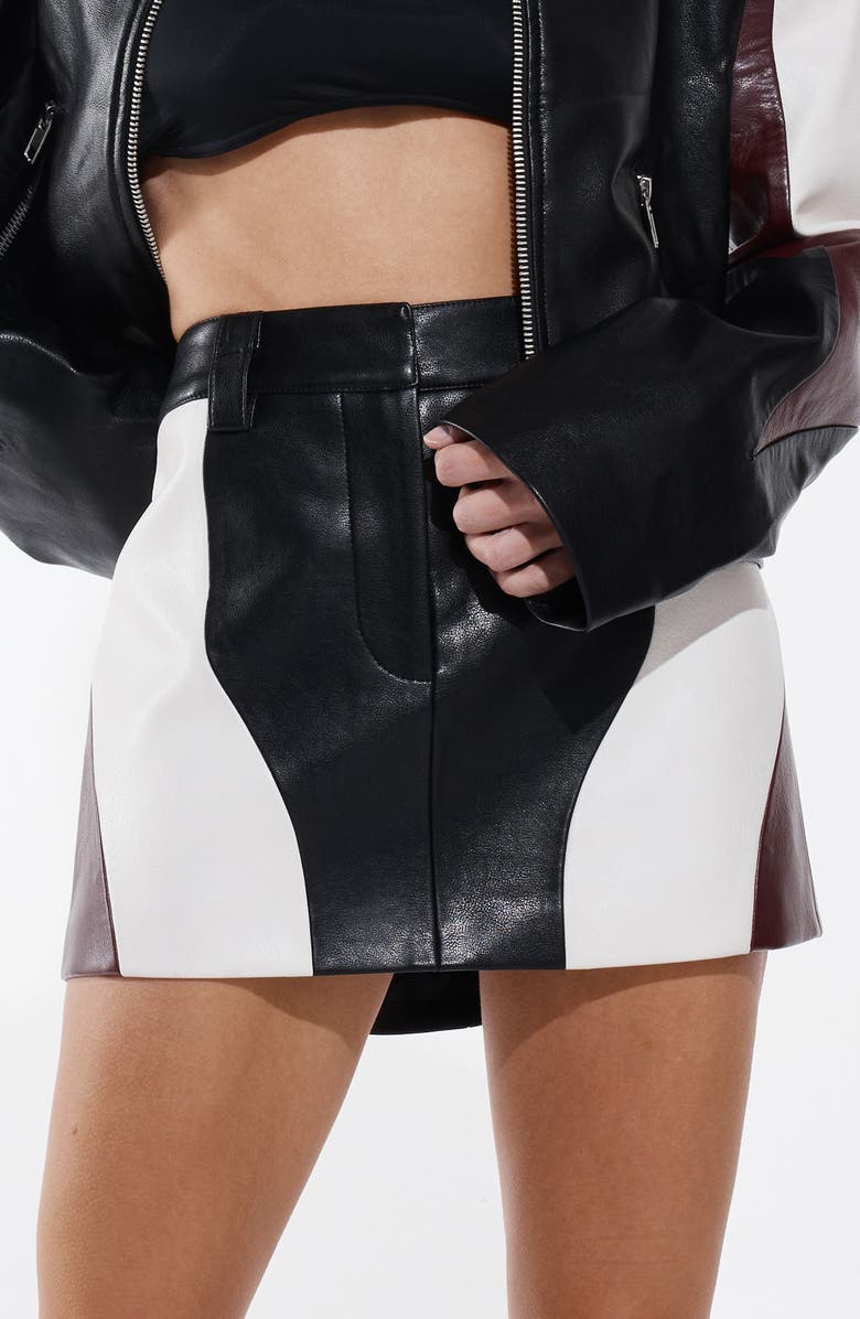 BY.DYLN Rhiannon Colorblock Faux Leather Miniskirt, Alternate, color, 