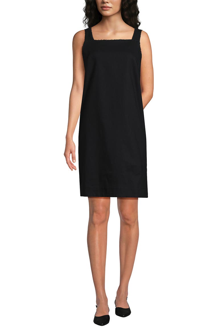 Linen Shift Above the Knee Dress, Main, color, Black