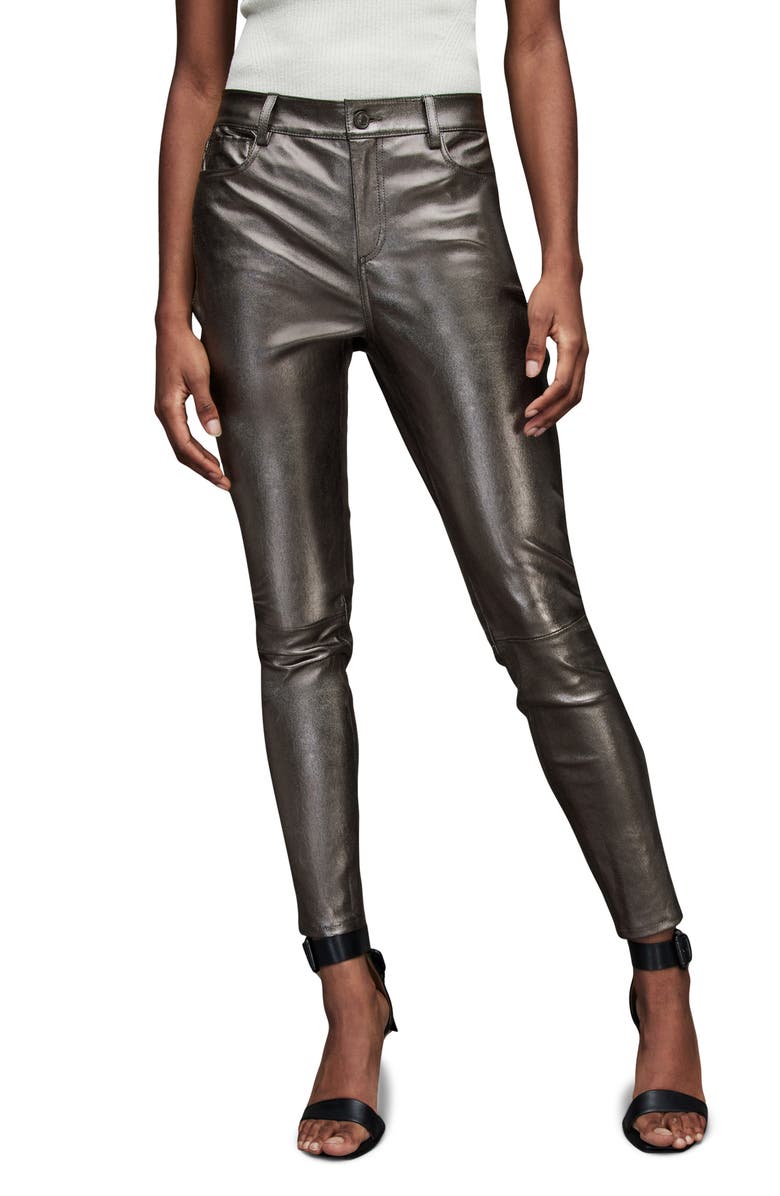 AllSaints Ina Leather Skinny Jeans, Main, color, 