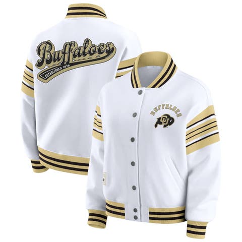 Women
s WEAR by Erin Andrews White/Gold Colorado Buffaloes Satin Stitch Full-Snap Fleece Sweatshirt Jacket