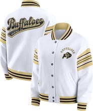WEAR by Erin Andrews Women's WEAR by Erin Andrews White/Gold Colorado Buffaloes Satin Stitch Full-Snap Fleece Sweatshirt Jacket