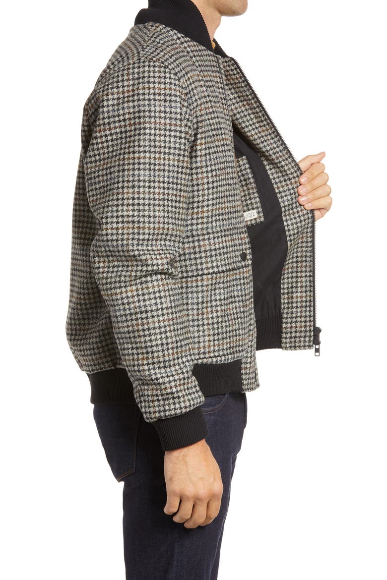 Bermondsey Houndstooth Wool Bomber Jacket, Alternate, color, OATMEAL