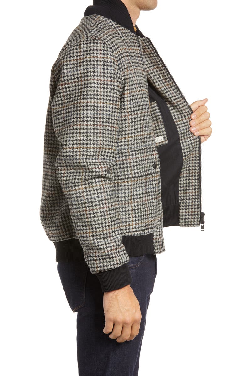 Oliver Spencer Bermondsey Houndstooth Wool Bomber Jacket, Alternate, color,