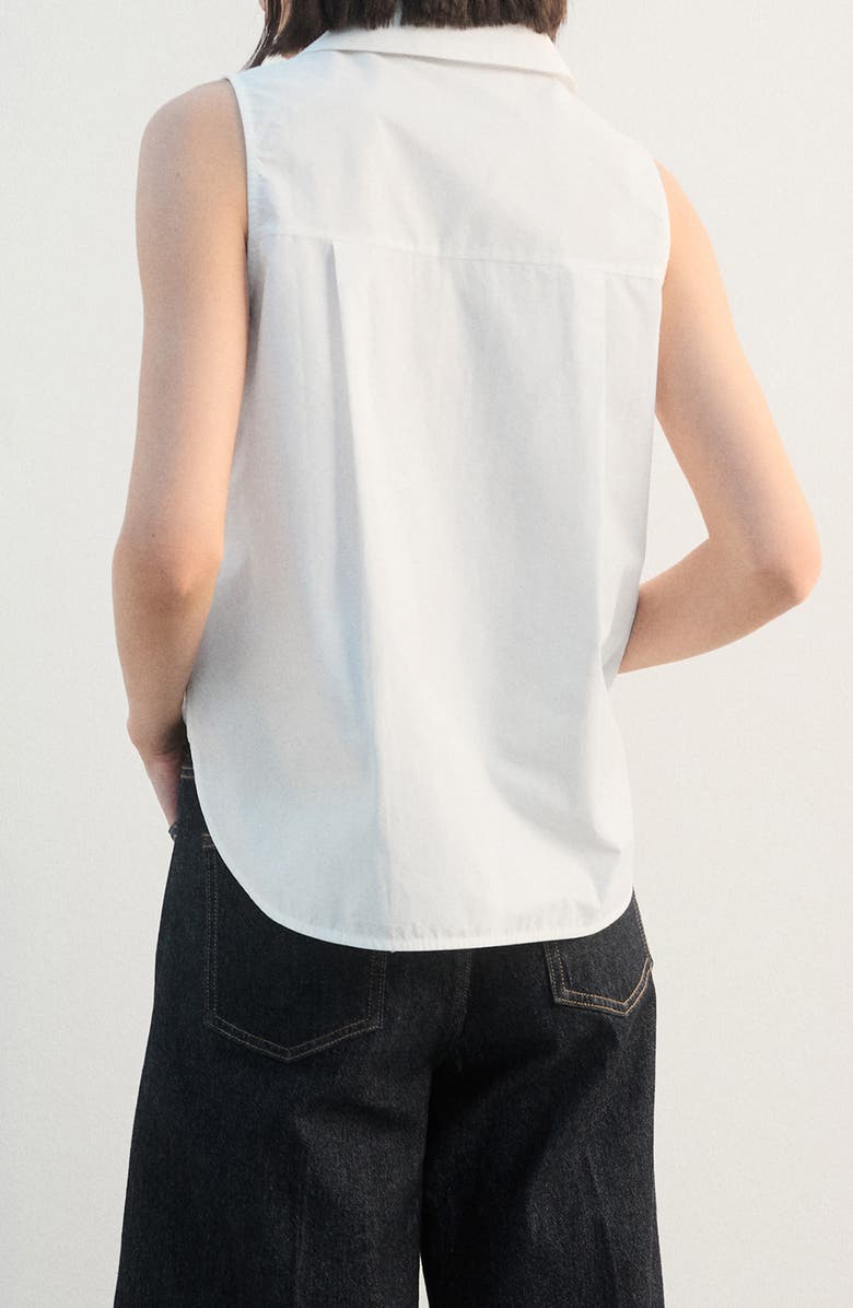 MANGO Sleeveless Cotton Button-Up Shirt, Alternate, color, White