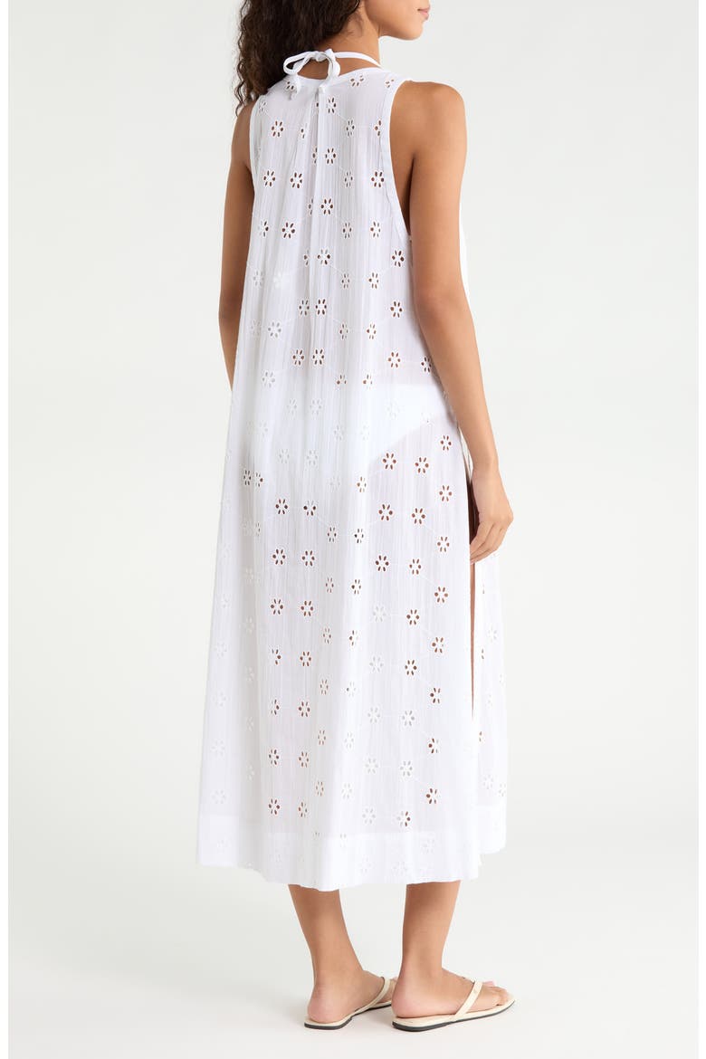 Eyelet Cotton Button Front Maxi Dress, Alternate, color, WHITE