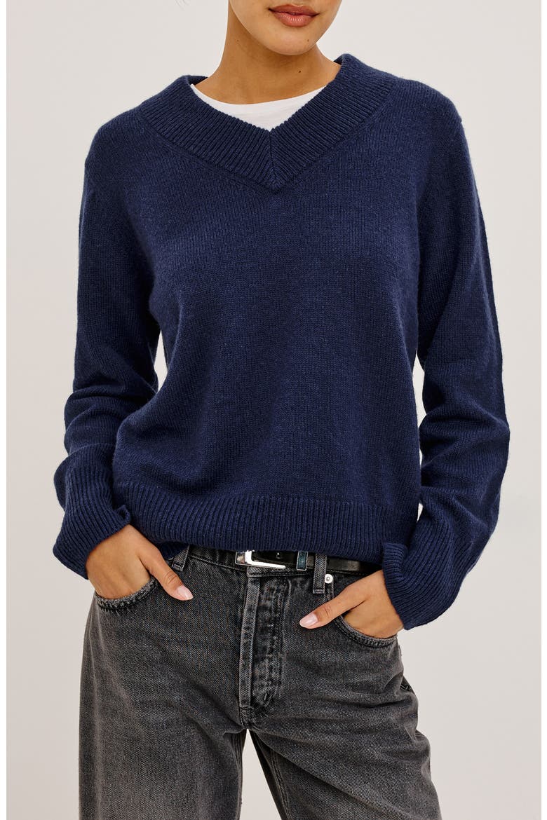 Lidya V Neck Sweater, Main, color, NAVY