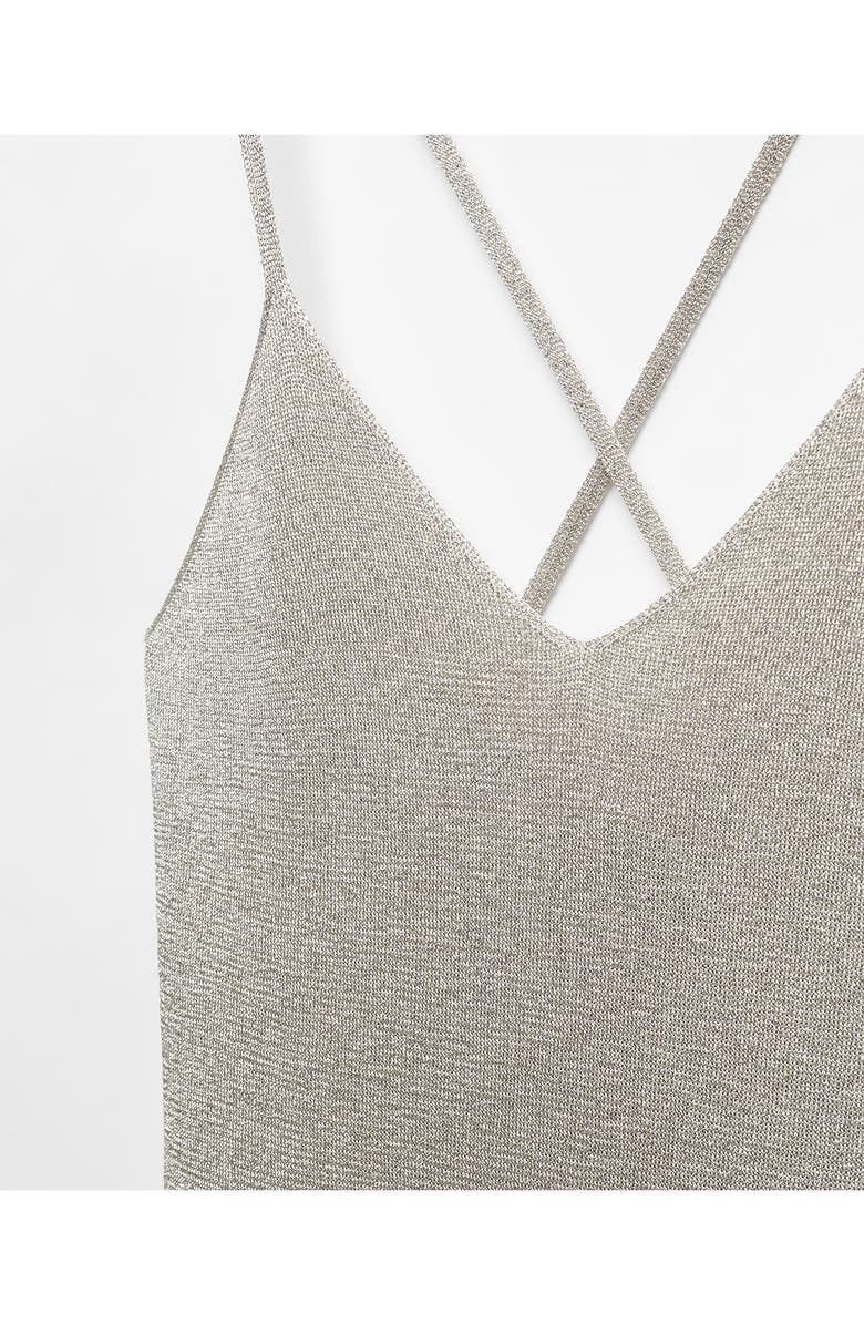 MANGO Metalllic Knit Slipdress, Alternate, color,
