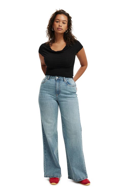 Cotton On Curvy Stretch Wide Jean In Stone Blue