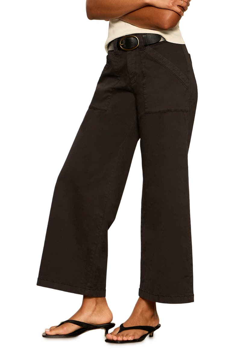 Idol Stretch Twill Wide Leg Ankle Pants, Alternate, color, BLACK