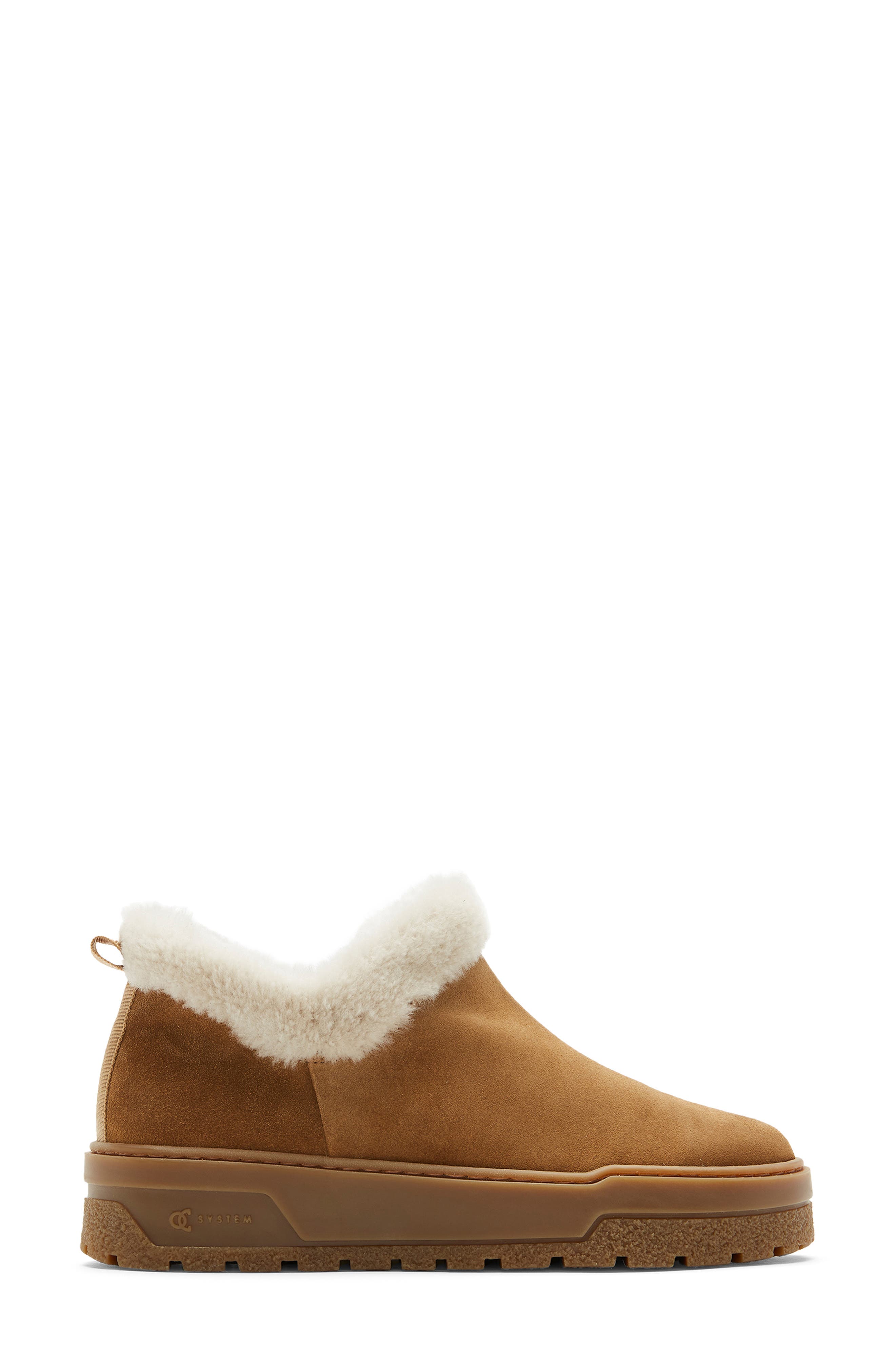La Canadienne Lugano Genuine Shearling Lined Waterproof Slip On Boot, Alternate, color, Toffee Suede