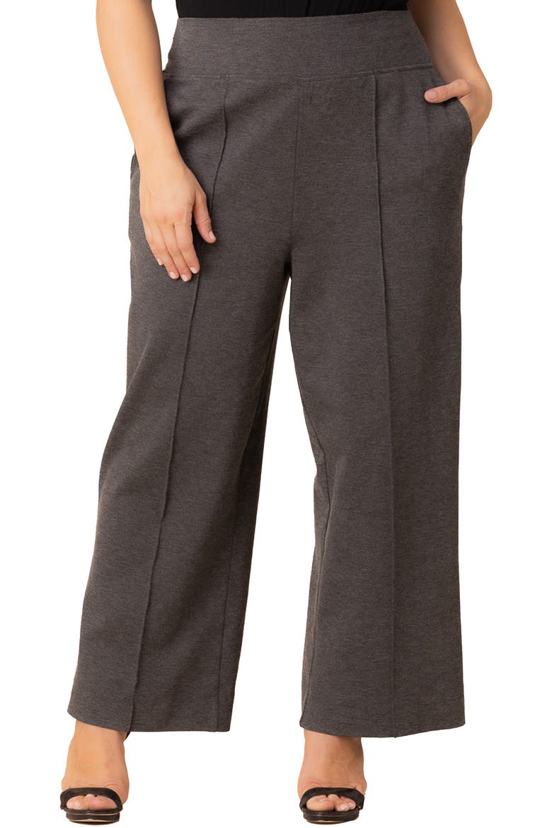 High Waist Wide Leg Ponte Pants, Main, color, CHARCOAL GREY