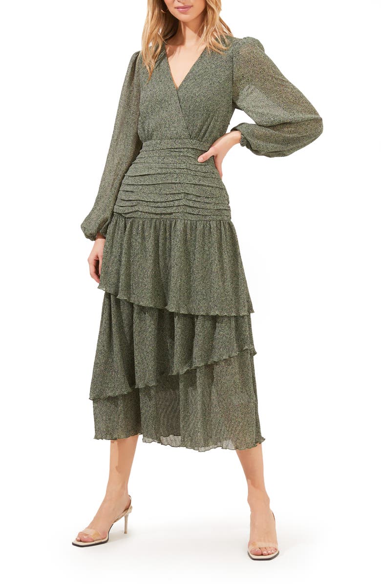 ASTR the Label Ruched Tiered Ruffle Dress, Main, color,