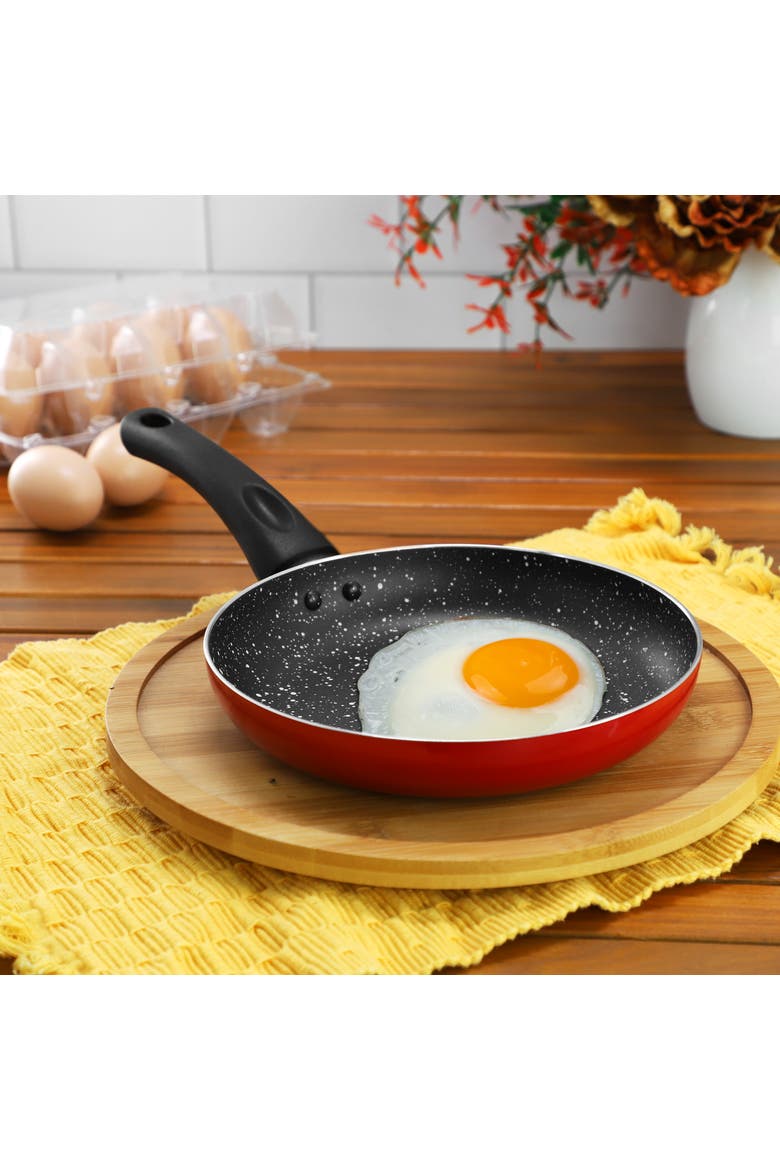 Luneta Nonstick Aluminum 8 Inch Frying Pan, Alternate, color, Red