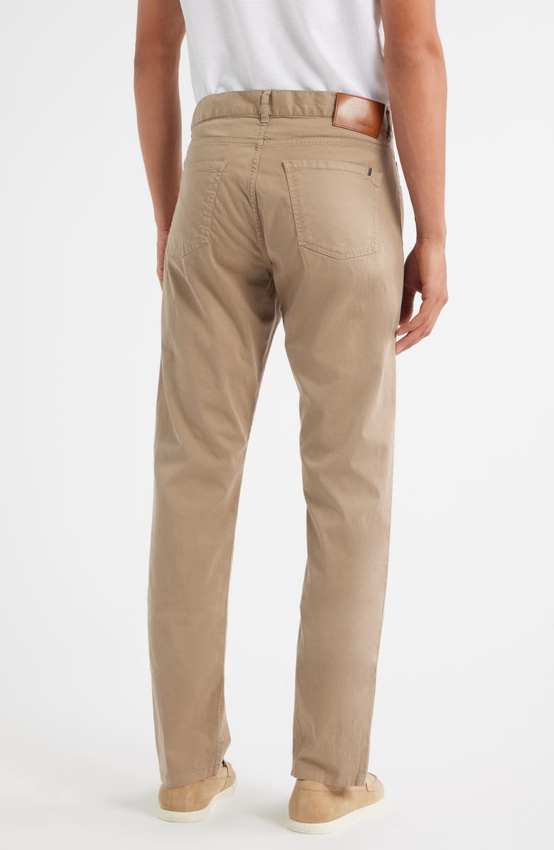 Canali Regular Fit 5-Pocket Cotton Stretch Twill Pants, Alternate, color, Neutral Brown