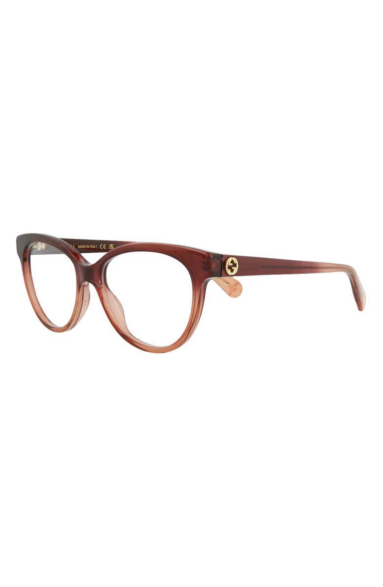 Gucci 52mm Cat Eye Optical Glasses, Alternate, color, Brown Brown Transparent