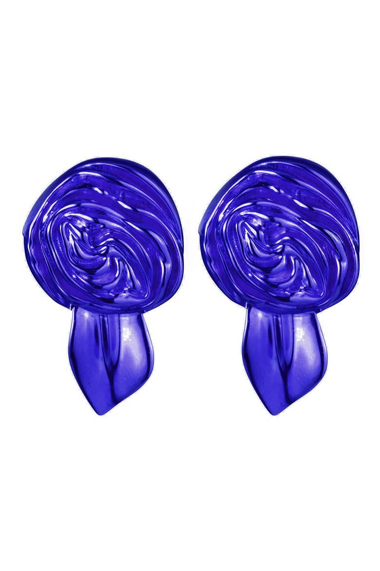 Rosette Stud Earrings, Main, color, BLUE