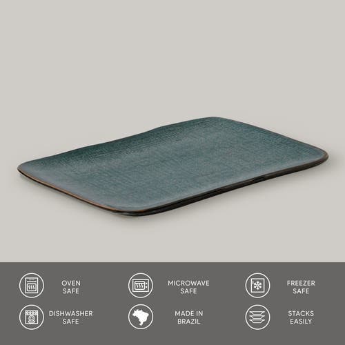 Porto Brasil Rectangular Platter Juta Medium Set Of 4 In Green