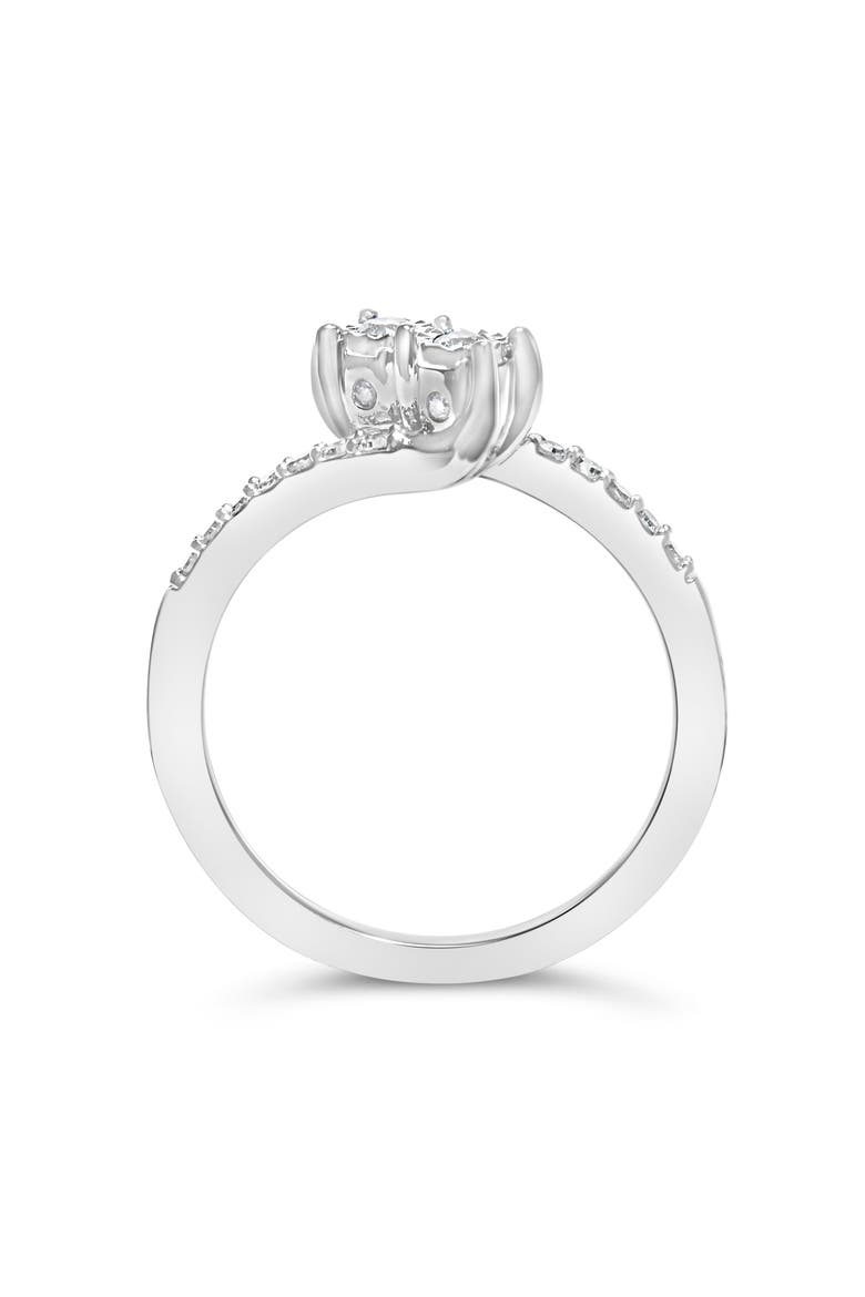 10K White Gold 1/4 Ctw Two-Stone Diamond Bypass Engagement Ring, Alternate, color, White Gold