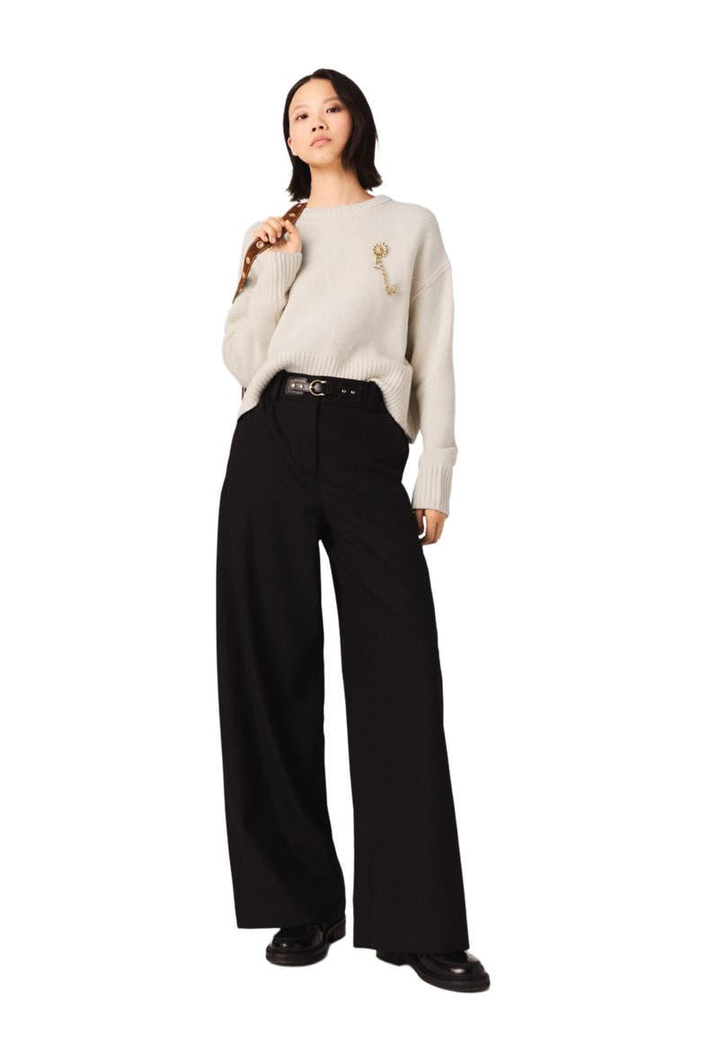 Wide-leg suit trousers, Alternate, color, Black