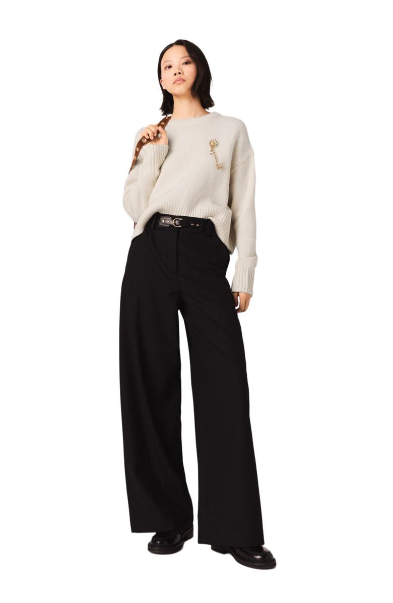 maje Wide-leg suit trousers, Alternate, color, Black