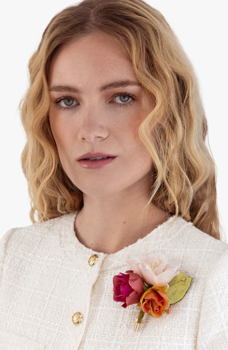 Helena Simon The Spray Rose Floral Brooch, Alternate, color, Multi