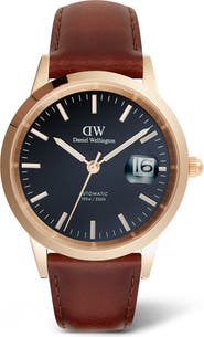 Daniel Wellington Iconic Automatic Leather Strap Watch, 40mm