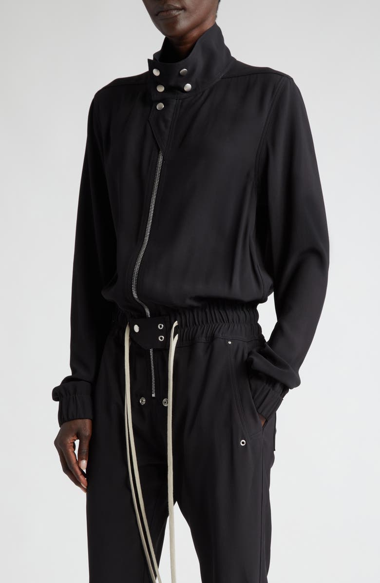 Rick Owens Bauhaus Flight Long Sleeve Tie Waist Jumpsuit, Alternate, color, 