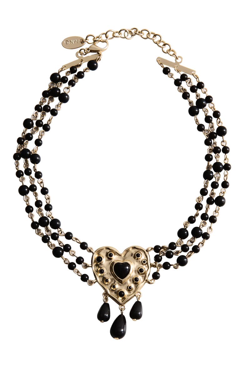 Beaded Heart Necklace, Main, color, GOLD