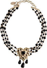 MANGO Beaded Heart Necklace