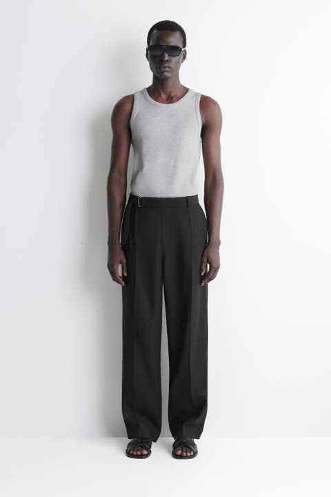 Belted Linen-blend Relaxed-fit Wide-leg Pants