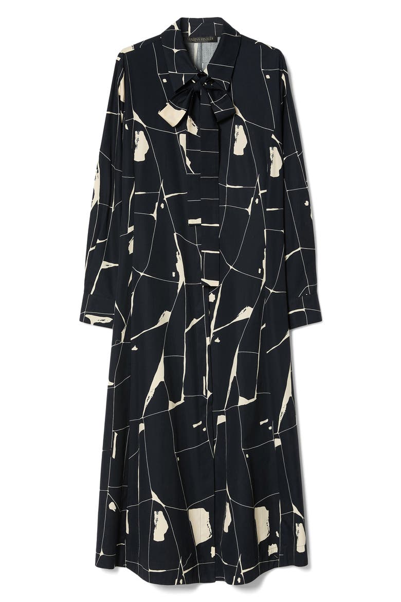 Abstract Print Long Sleeve Cotton Shirtdress, Alternate, color, MIDNIGHT BLUE