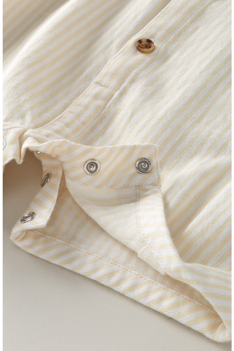 Stripe Cotton Romper, Alternate, color, BEIGE WOOD WINNIE STRIPE