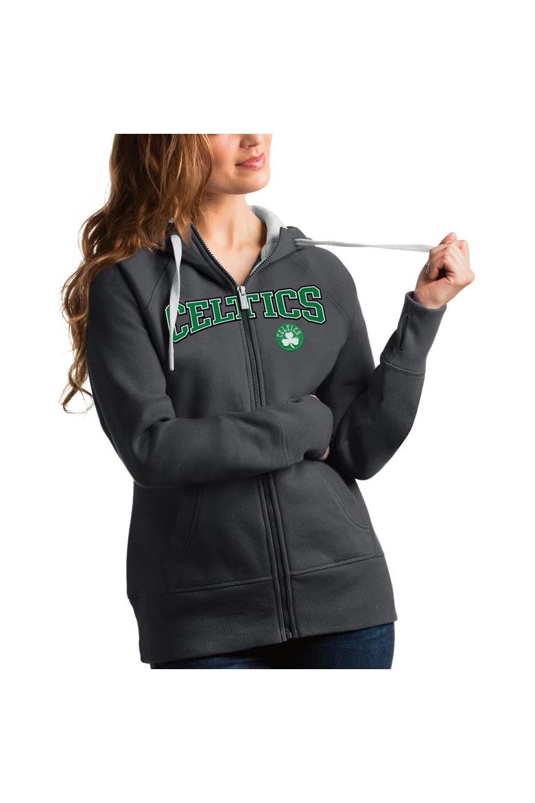 Women's Antigua Charcoal Boston Celtics Team Victory Full-Zip Hoodie, Alternate, color, Charcoal