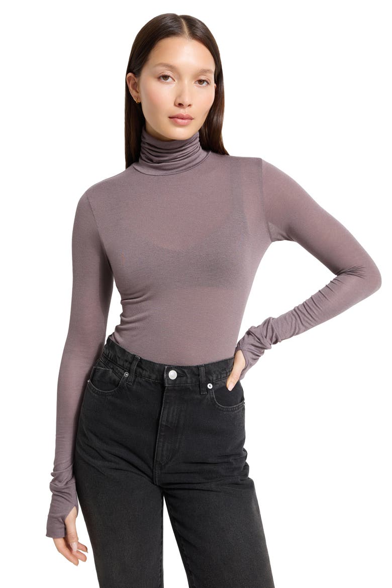 Eloise Sheer Turtleneck, Alternate, color, ANTHRACITE