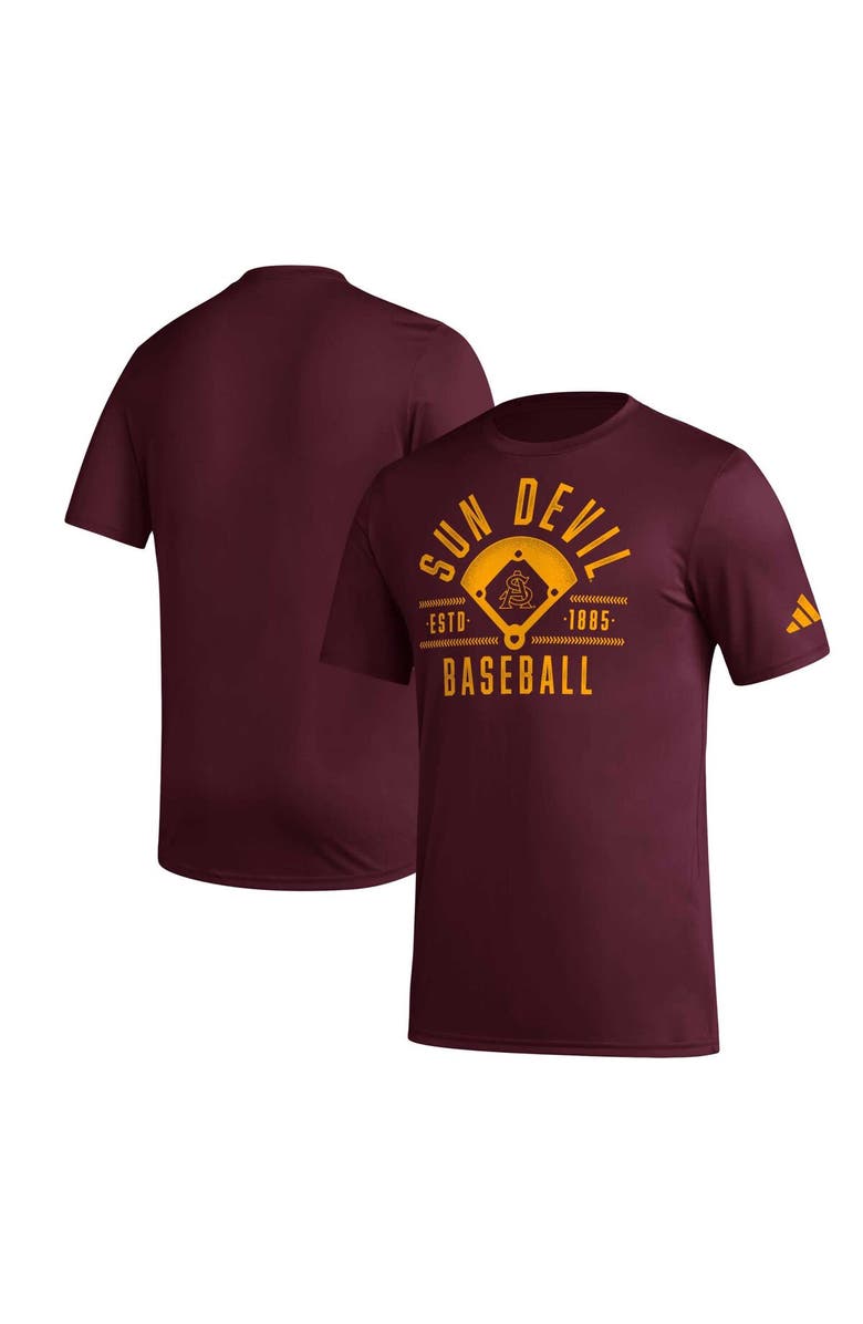 adidas Men's adidas  Maroon Arizona State Sun Devils Exit Velocity Baseball Pregame AEROREADY T-Shirt, Main, color, 
