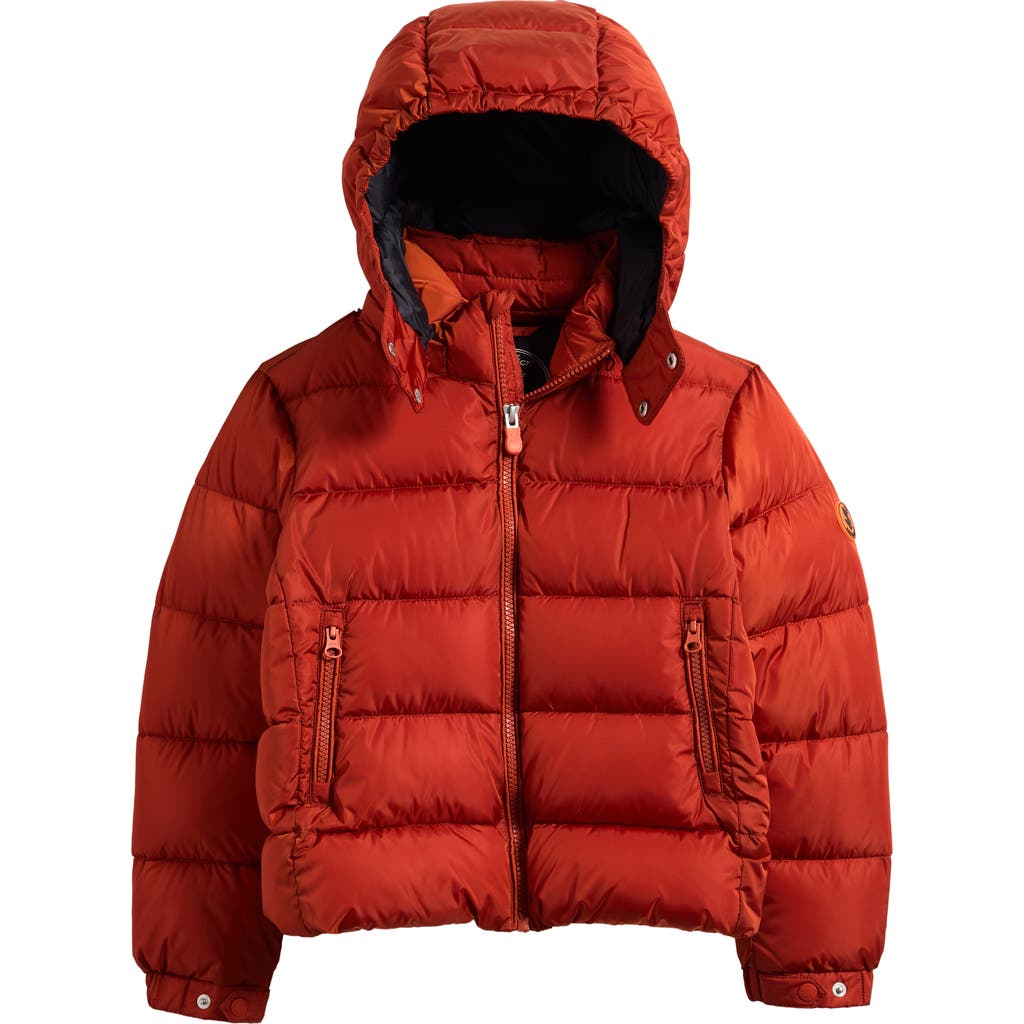 Save The Duck Kids' Shiny Water Repellent Puffer Jacket With Detachable Hood In Red