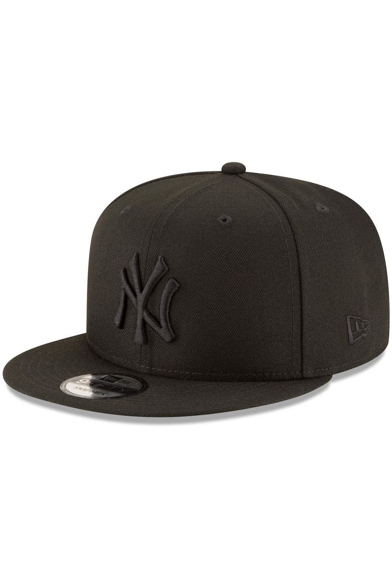 New York Yankees New Era Black on Black 9FIFTY Team Snapback Adjustable Hat - Black, Main, color, Black